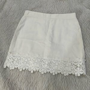 J crew white floral lace pencil skirt size 8